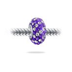 Set of Two Striped Crystal Spacer Bead Sterling Silver Fits European Bracelet - Image 14