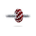 Set of Two Striped Crystal Spacer Bead Sterling Silver Fits European Bracelet - Image 11