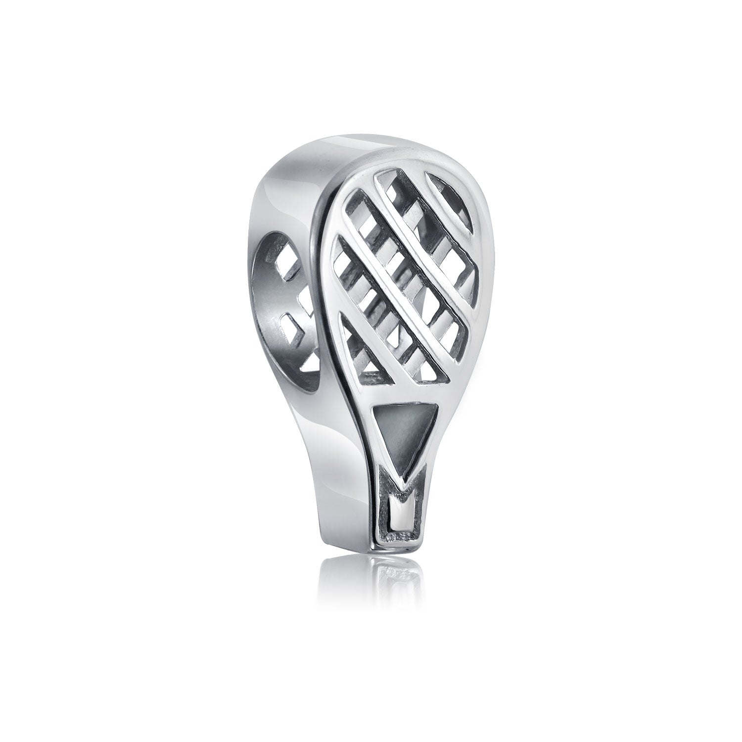 pandora-compatible-tennis-racket-bead_pbx-df-sb-1191 Sterling Silver Tennis Racquet Charm Bead for European Bracelets - Image 1