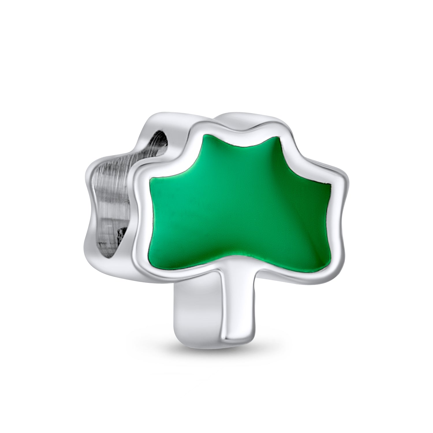 pandora-shamrock-green-bead-lucky_pbx-df-sb-1064_1 Lucky Enamel Green Shamrock Clover Charm Bead .925 Sterling Silver Fits European Bracelet - Image 1