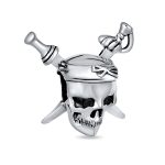 Halloween Pirate Skull & Cross Swords Charm Bead Silver for European Bracelet
