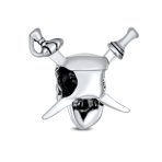 Halloween Pirate Skull & Cross Swords Charm Bead Silver for European Bracelet - Image 2