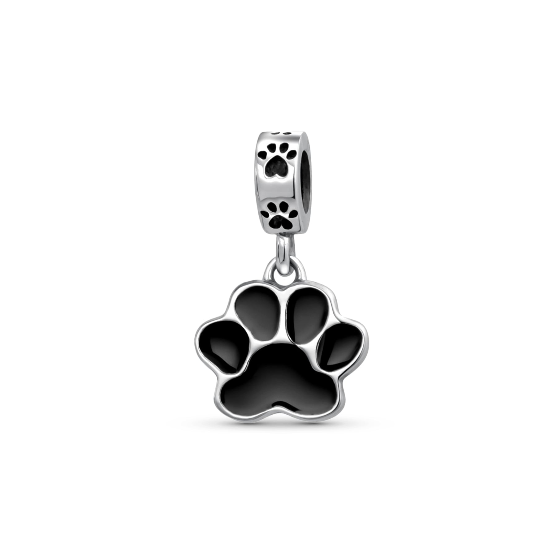 pandora-sterling-bead-dangle-pawprint_pbx-hsd-261_11 BFF Pet Lover Black Dog Cat Paw Print Dangle Charm Bead - Image 1