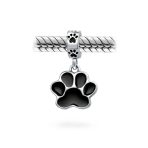BFF Pet Lover Black Dog Cat Paw Print Dangle Charm Bead - Image 2