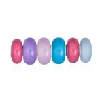 Multi Color Set Opaque Blue Pink Purple Glass Charm Bead Sterling Silver Core For Bracelet
