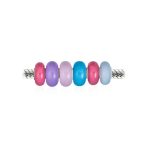 Multi Color Set Opaque Blue Pink Purple Glass Charm Bead Sterling Silver Core For Bracelet - Image 2