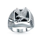 Large Square Black Patriotic USA American Bald Eagle Signet Ring Stainless Steel - Image 8