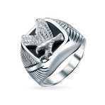 Large Square Black Patriotic USA American Bald Eagle Signet Ring Stainless Steel - Image 4