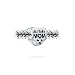Heart Shape USA Flag Military Mom Charm Bead Sterling Silver for Bracelet - Image 4