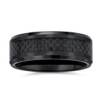 Unisex Tungsten Wedding Band Ring with Simulated Blue Opal Inlay for Couples - Image 4