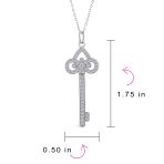 Sterling Silver Fleur De Lis Key Pendant Necklace with Pave Cubic Zirconia - Image 4