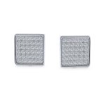 Set of 2 Geometric Square CZ Stud Earrings Gold Sterling Silver 5MM - Image 6