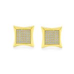Classic Set of 2 Square Shaped CZ Cubic Zirconia Stud Earrings Gold Plated Sterling Silver - Image 5