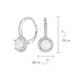 Vintage Dangle Gemstone Earrings CZ Halo Opal Rose Gold Sterling Silver - Image 10