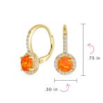 Vintage Dangle Gemstone Earrings CZ Halo Opal Rose Gold Sterling Silver - Image 11