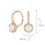 Vintage Dangle Gemstone Earrings CZ Halo Opal Rose Gold Sterling Silver - Image 12