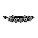 Black Navy Blue Gold Bead Pave Crystal Ball Strand Bracelet - Image 3
