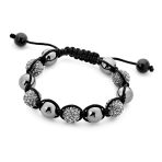 Black Navy Blue Gold Bead Pave Crystal Ball Strand Bracelet - Image 9