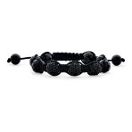 Black Navy Blue Gold Bead Pave Crystal Ball Strand Bracelet - Image 4