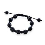 Black Navy Blue Gold Bead Pave Crystal Ball Strand Bracelet - Image 10