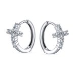 Religious Cubic Zirconia CZ Cross Huggies Mini Hoop Earrings .925 Sterling Silver - Image 3