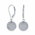 Minimalist Geometric Dangle Chandelier Earrings Cubic Zirconia Pave Disco Ball