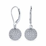 Minimalist Geometric Dangle Chandelier Earrings Cubic Zirconia Pave Disco Ball