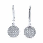 Minimalist Geometric Dangle Chandelier Earrings Cubic Zirconia Pave Disco Ball - Image 2