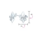 Spiritual Fleur De Lis CZ Stud Earrings Lightweight Sterling Silver Lily Flower - Image 4