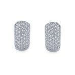Wide 5 Five Row Pave Cubic Zirconia CZ Huggie Mini Hoop Earrings Gold Plated .925 Sterling Silver - Image 3