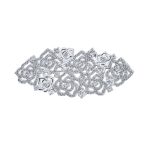 Crystal Pave Vintage Art Deco Style Cluster of Roses Brooch Pin Silver Plated