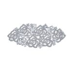 Crystal Pave Vintage Art Deco Style Cluster of Roses Brooch Pin Silver Plated