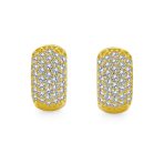 Wide 5 Five Row Pave Cubic Zirconia CZ Huggie Mini Hoop Earrings Gold Plated .925 Sterling Silver - Image 4