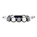 Black Navy Blue Gold Bead Pave Crystal Ball Strand Bracelet