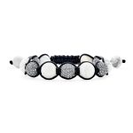 Black Navy Blue Gold Bead Pave Crystal Ball Strand Bracelet