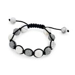 Black Navy Blue Gold Bead Pave Crystal Ball Strand Bracelet - Image 7