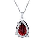 Romantic Pave Butterfly Ruby Red Teardrop Pendant Necklace Sterling Silver Chain - Image 2