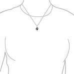 Romantic Pave Butterfly Ruby Red Teardrop Pendant Necklace Sterling Silver Chain - Image 3