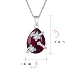 Romantic Pave Butterfly Ruby Red Teardrop Pendant Necklace Sterling Silver Chain - Image 4