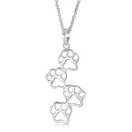 Animal Paw Prints Pendant Necklace Silver Pet Lovers
