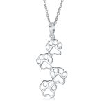 Animal Paw Prints Pendant Necklace Silver Pet Lovers