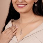 Animal Pet 4 Multi Paw Prints Charm Pendant Necklace & Stud Earrings Set .925 Sterling Silver - Image 4