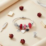 Cap Honor Student Luck Heart Bead Charms Bracelet 925 Sterling Silver - Image 3