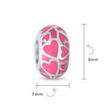Set of 2 Sterling Silver Pink Heart Murano Glass Charm Bead for European Bracelets - Image 3