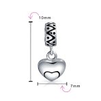 Swirl Heart Dangle Charm Bead in Oxidized Sterling Silver for European Bracelets - Image 3