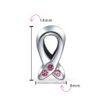 Set of 2 Pink Ribbon Breast Cancer Survivor & CZ  Spacer Charm Bead Silver - Image 4