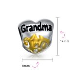 Nana Heart Floral Scroll Grandma Charm Bead 14K Gold Plated Silver for Bracelet - Image 6