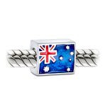 Australian Flag Charm Bead Sterling Silver European Bracelet - Image 2