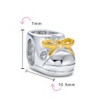 Two Tone Baby Shoe Charm Bead 14K Gold Plated Silver for European Bracelet - Image 3
