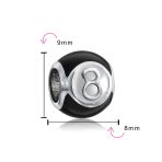 Black Magic 8 Billiards Ball Charm Bead .925 Sterling Silver for Bracelet - Image 3